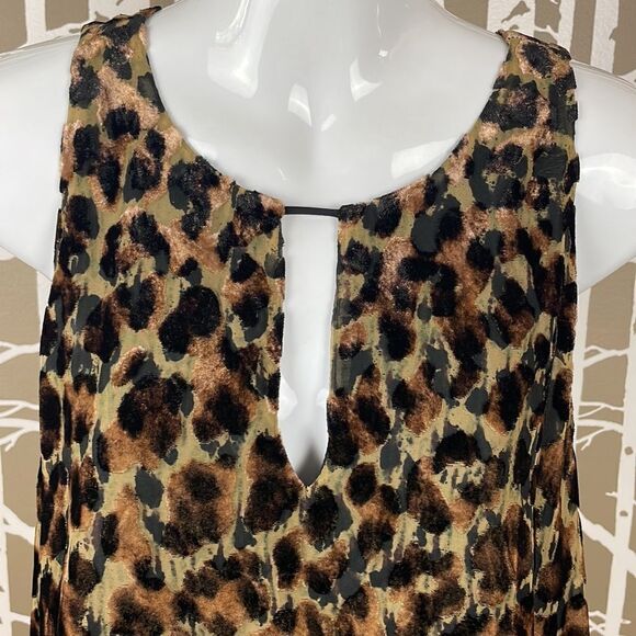 Lavender Brown Burnout Velvet Leopard Print Trapeze Style Dress sz L - Picture 7 of 8